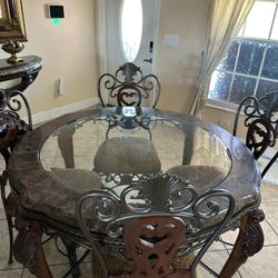 Dining table set and 4 bar stools