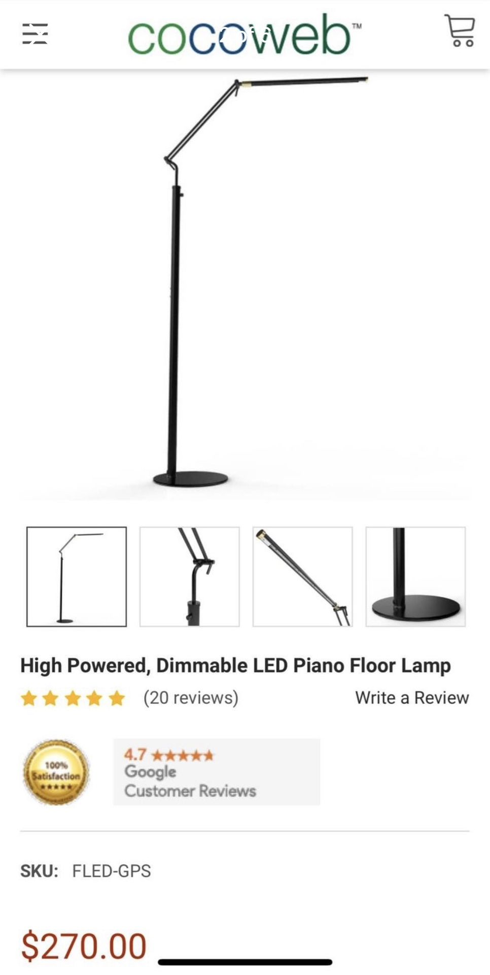 Cocoweb High Powered Dimmable LED Floor Lamp for Sale in Queen Creek, AZ  OfferUp