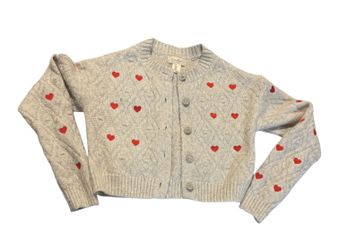 Jessica Simpson Girls' Cardigan Sweater with Red Hearts