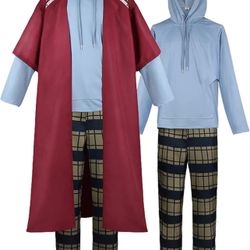 Adult Men Fat Costume Cosplay Shirt Hoodie Cape Cloak Robe Halloween Outfit