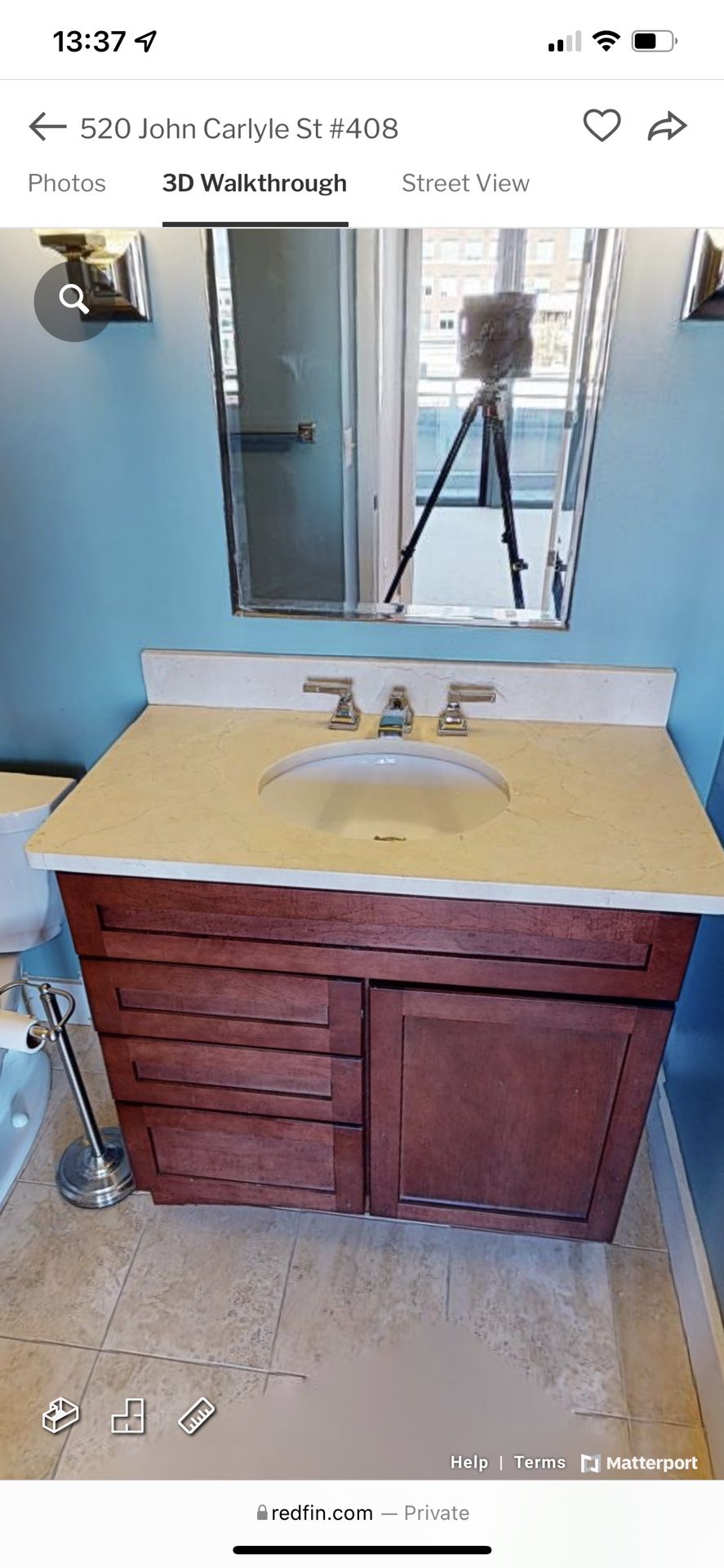 High quality Bathroom Vanity with Real Marble Sink and Delta Fixtures 
