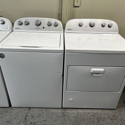 Whirlpool He Top Load Washer And Gas Dryer Set In White 