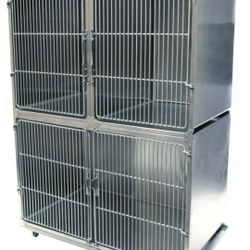 Shorline kennel stainless steel Dog or Cat Veterinarian Cages. 2 x 30 inch on top 1 X 60 inch below