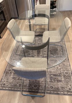 CB2 Orrin Dining Table + 4 IKEA Lustebo Chairs