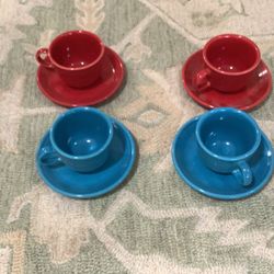 Fiesta ware Tea Cups And Saucers