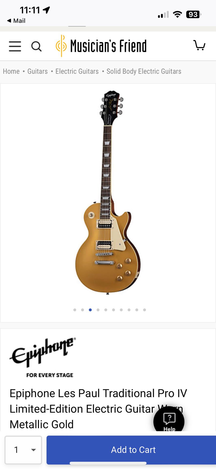Epiphone Les Paul Traditional Pro IV Limited Edition -- Worn Metalic Gold