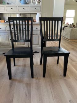 2 Black Solid Wood Dining Chairs