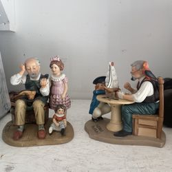 Pair of Norman  Rockwell Collectible Statues