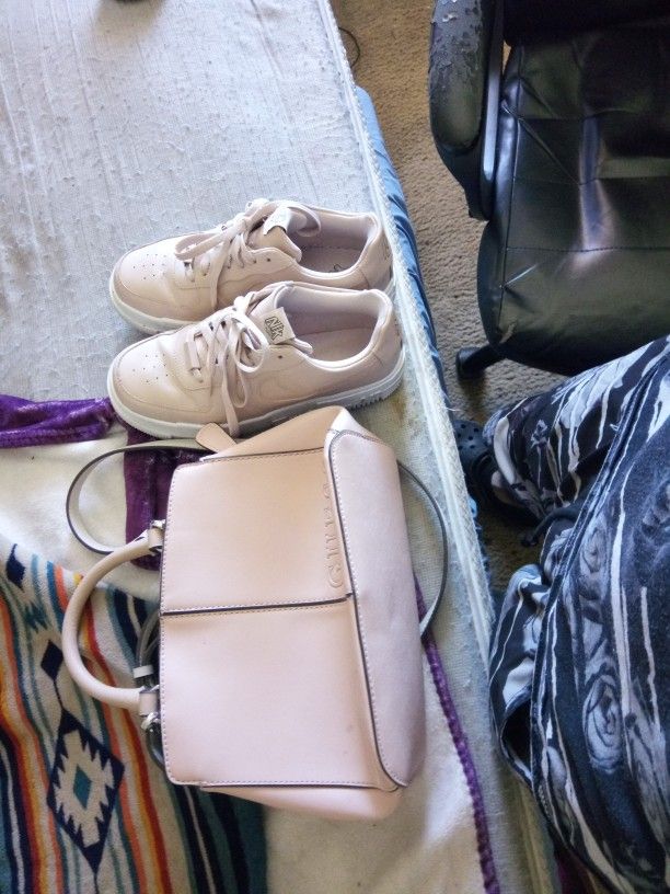 Pink Air Force And Guess Purse -Shoes Bundle 
