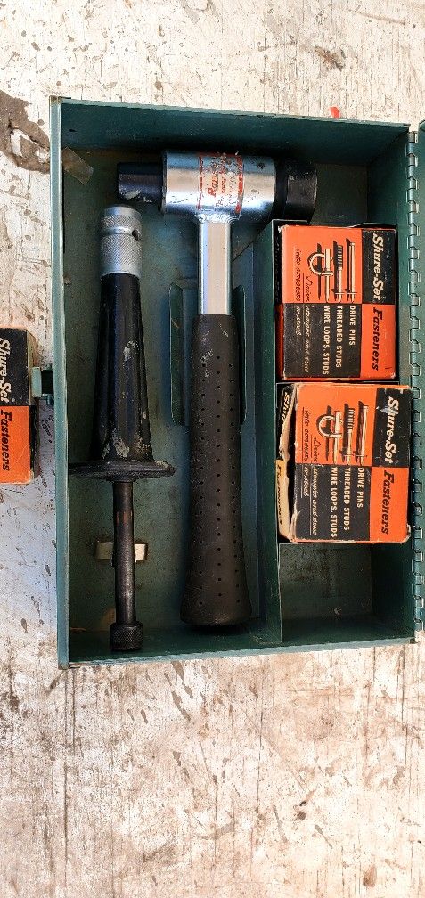 VINTAGE RAMSET SHURE-SET FASTENER TOOL KIT W/SHURE-DRIVE FLOATING ACTION HAMMER with all Instruction paperwork