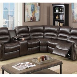 Brown Sectional Sofa With Recliner 