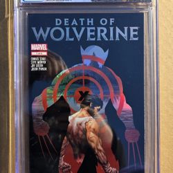 Death of Wolverine 1 (CGC 9.8)
Steve McNiven Holofoil variant cover




Cert # ((contact info removed))

See before and after pics