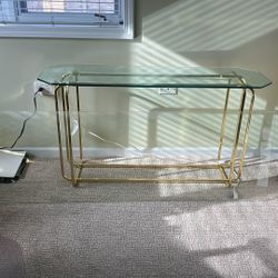 Glass/brass Sofa Table