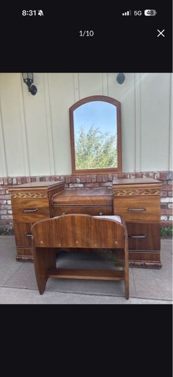 Walnut Art Deco Vanity