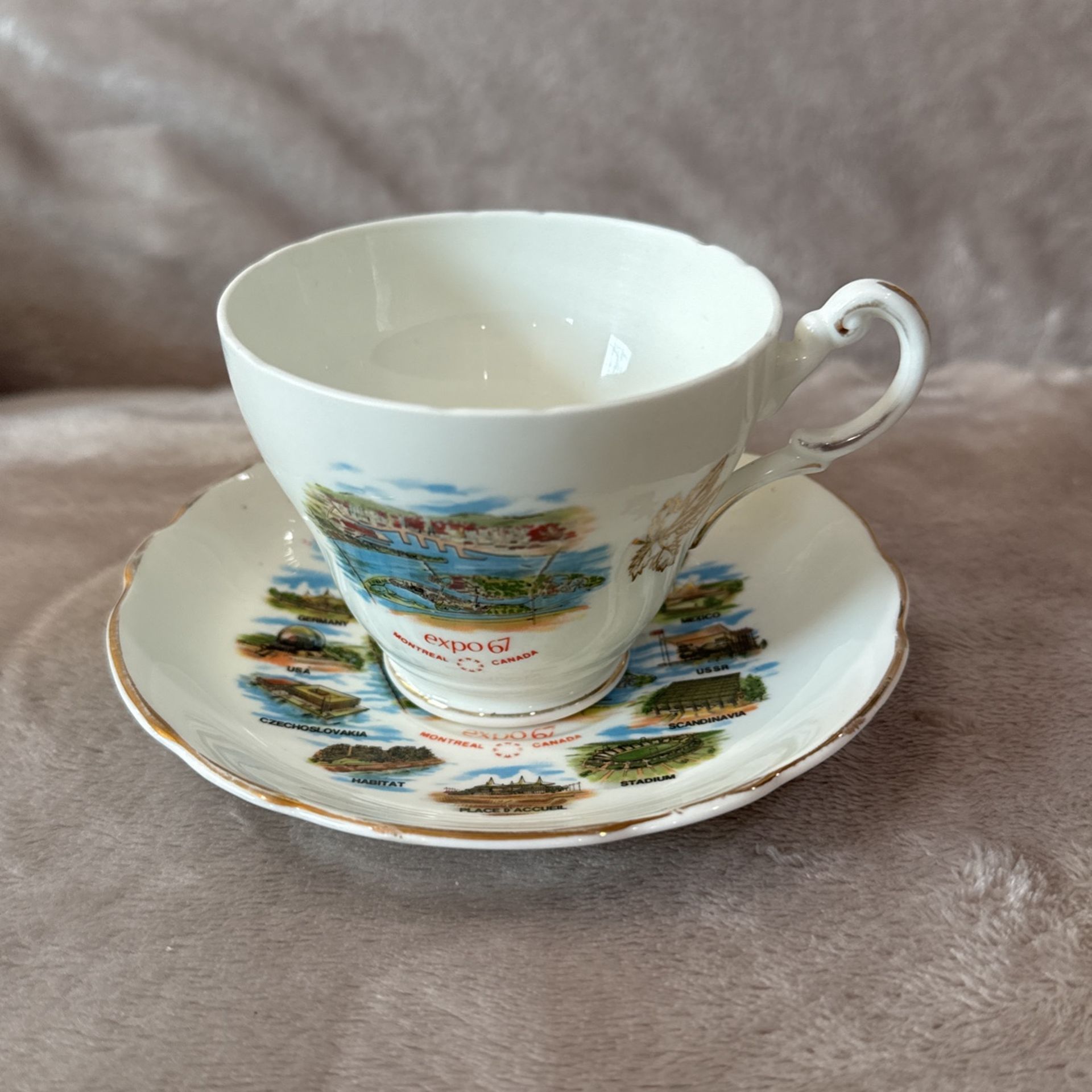 Vintage Royal Darwood Expo 67 Montreal Canada England Fine Bone China Tea Cup and Saucer