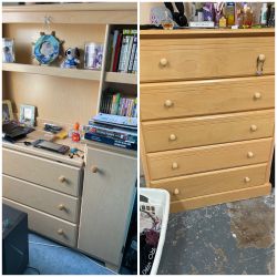 Baby Changing table and Hutch with a matching five drawer dresser