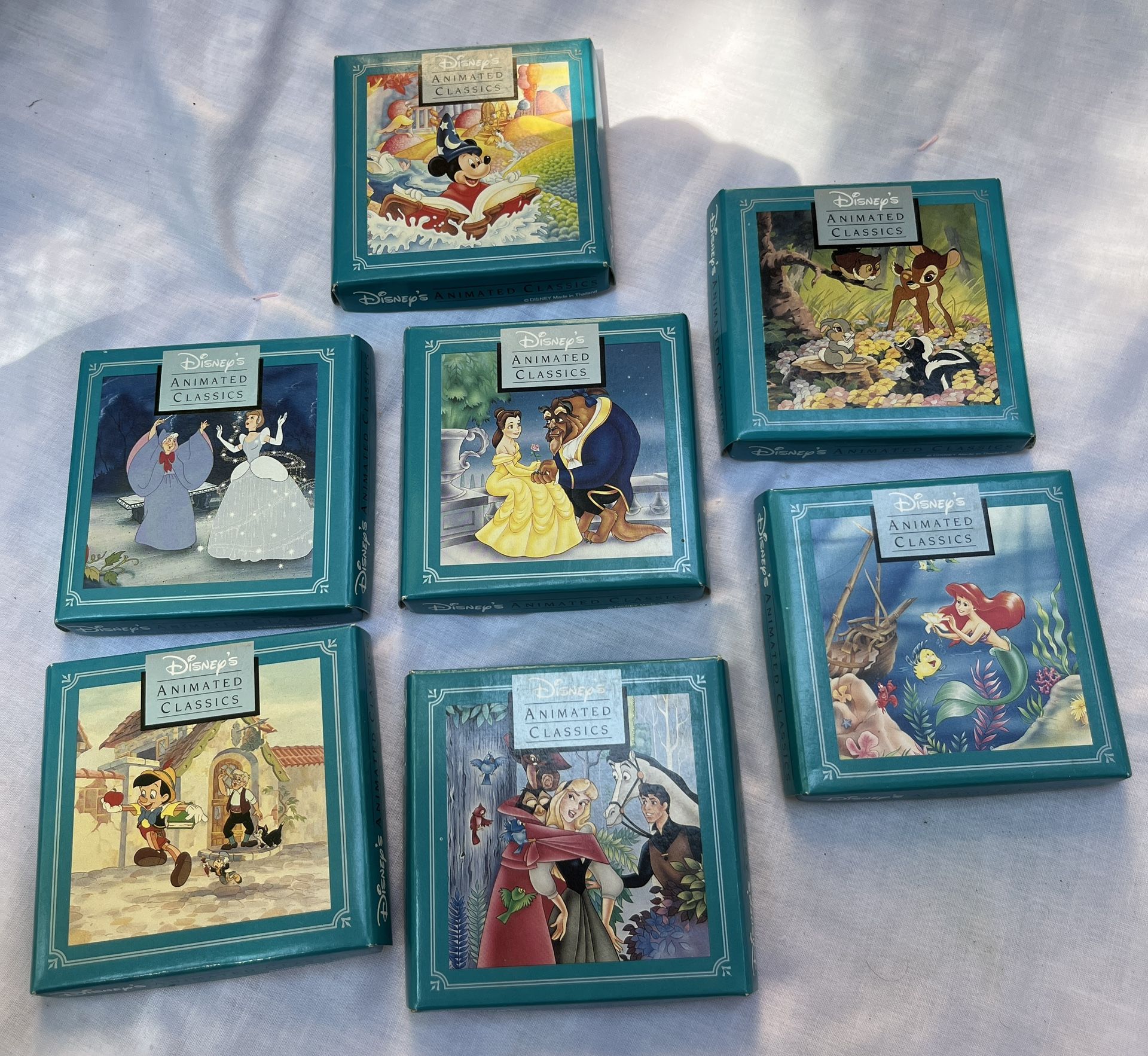 7 Vintage Disney Animated Classics Ornaments from Disneyland - NRFB