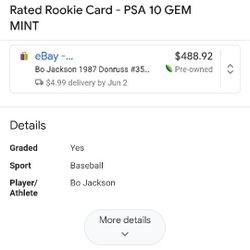 Bo Jackson Rated Rookie Card