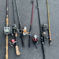 6 fishing poles  with Reels an 23 fishing poles with no Reels used 