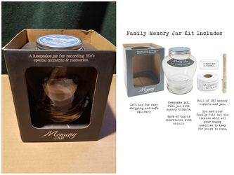 Top Shelf Family Memory Jar ; Unique and Thoughtful Gift Ideas for Mom and Dad ; Memorable Keepsakes ; Kit Comes with 180 Tickets and Decorative Lid