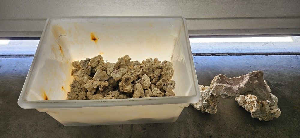 XL Saltwater Aquarium Reef Rock & Over 50 Pieces Of Smaller Rocks (Plus Bin)