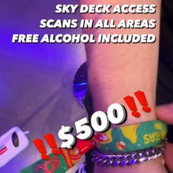 VIP+ BAND SKY DECK AGGESS SCANS IN ALL AREAS FREE ALCOHOL INCLUDED