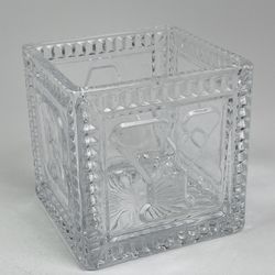 Vintage BABY Lead crystal Telaflora cube trinket box