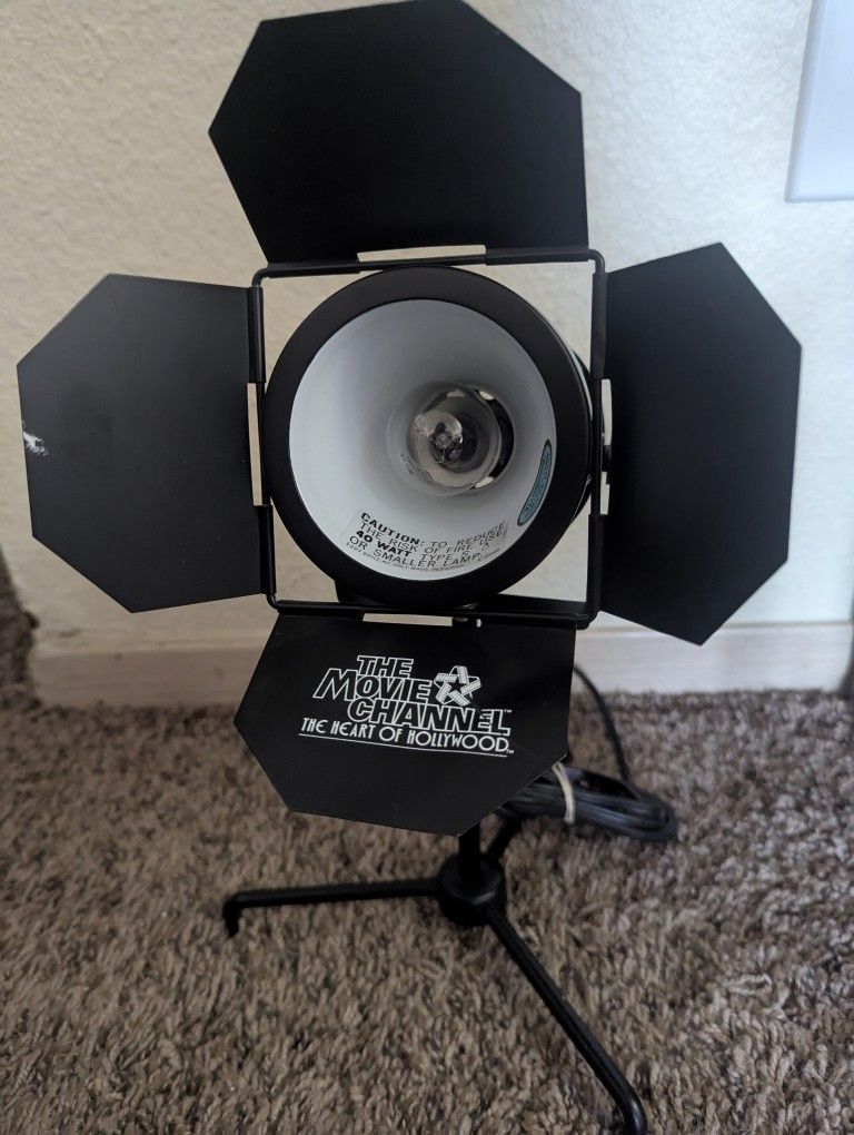 1990s Vintage The Movie Channel Heart of Hollywood Spotlight Desk Lamp Works 10"