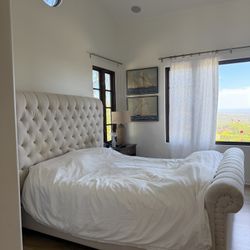 Restoration hardware Kensington Linen Tufted Cal King Bed