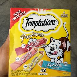 Temptations Creamy Puree Variety Pack of Lickable Cat Treats, 0.42 oz. Tubes, 48 Count