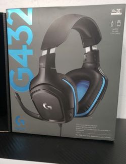 New Logitech G432 Wired Gaming Headset, 7.1 Surround Sound, DTS Headphone: X 2.0, Flip-to-Mute Mic, PC (Leatherette) Black/Blue