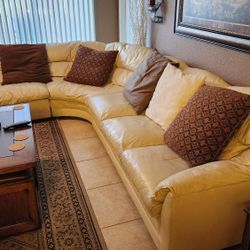 White Leather 3 Sectional Sofa