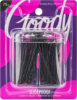Goody Bobby Pin Box With Magnetic Top - 75 Count, Black