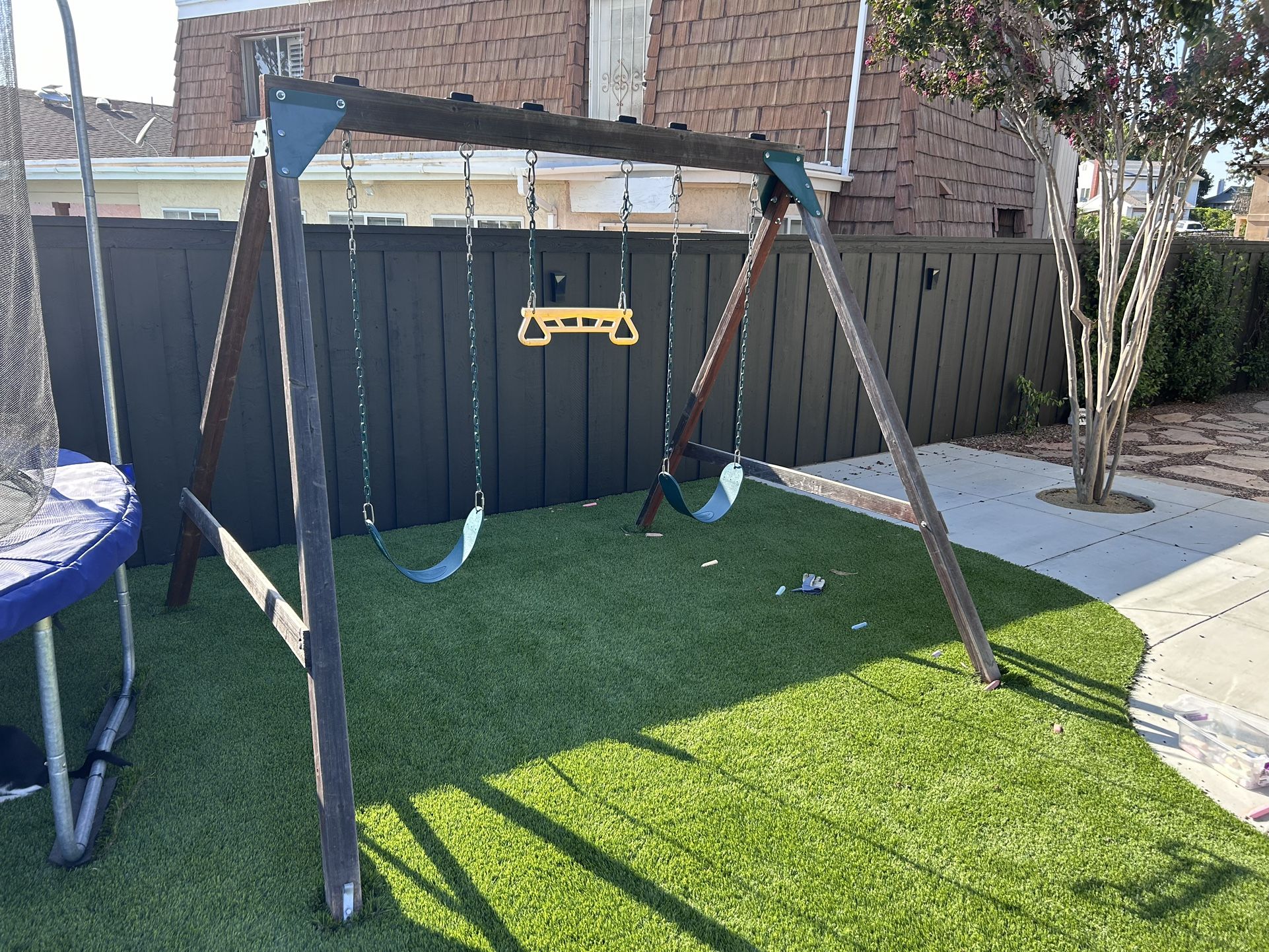 Kids Wooden Swing Set With Swings