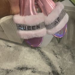 NEW Queen Fur & Bling Slipper Shoes size 11
