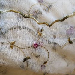 Embroidered Fabric With  Scalloped Edge