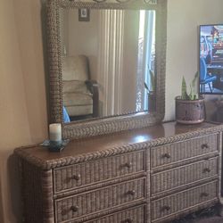 Wicker with Metal accents Bedroom Furniture 