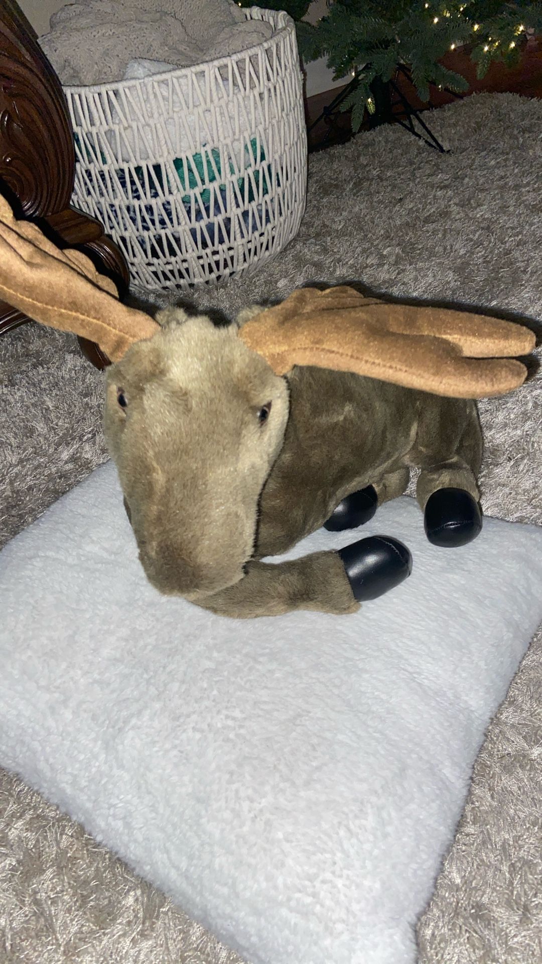 A plush moose stuffed animal 18”