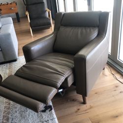 Leather Recliner (electric) Grey Putty Color