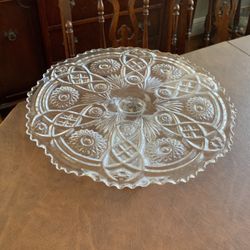 Vintage Glass Cake Stand Plate 