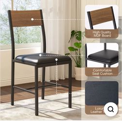 NEW Walnut Metal Dining Chair, Set of 6