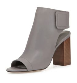 Vince Faye Block Heel Ankle Strap Booties Gray Size 8