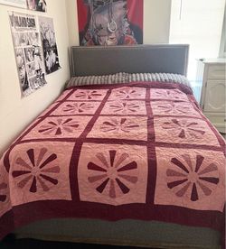 Queen Size Bed with Gray Frame