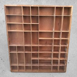 Vintage Wooden Shadow Box  Compartment trinket Display 20”x18”