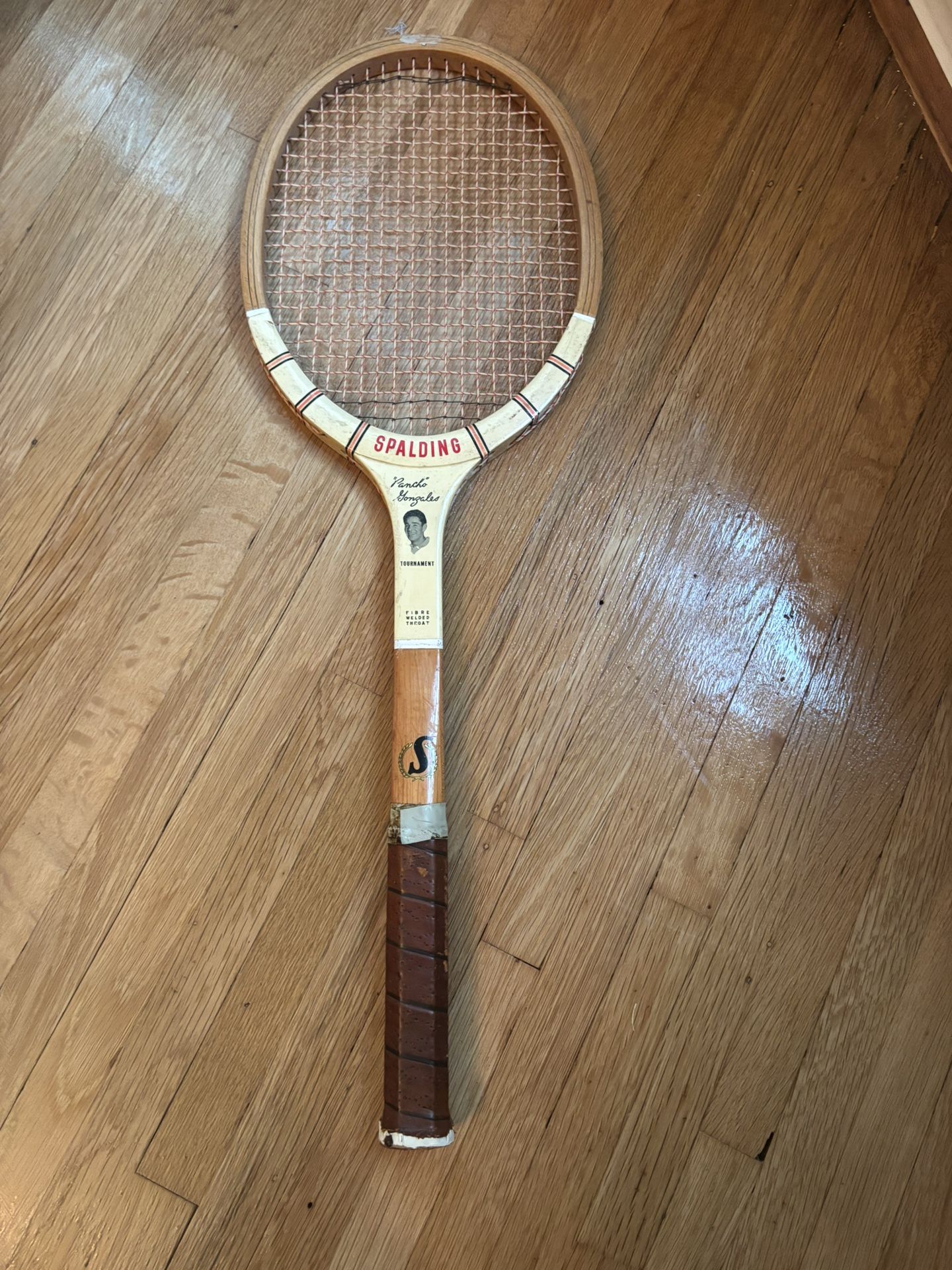 Vintage Spalding Pancho Gonzales Wooden Tennis Racquet Tournament Edition