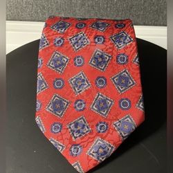 Camden Court Vintage Men's Silk Geometric Neck Tie Dress Tie Blue/red 1970s