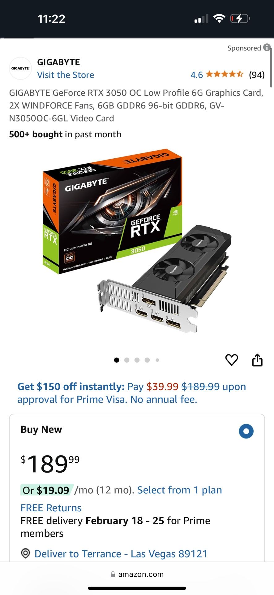 Gigabyte GeForce Rtx 3050 6gb