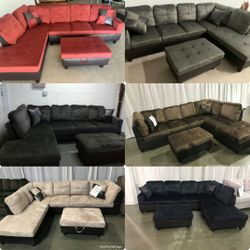 Brand New Microfiber Sectionals With Storage Ottoman 