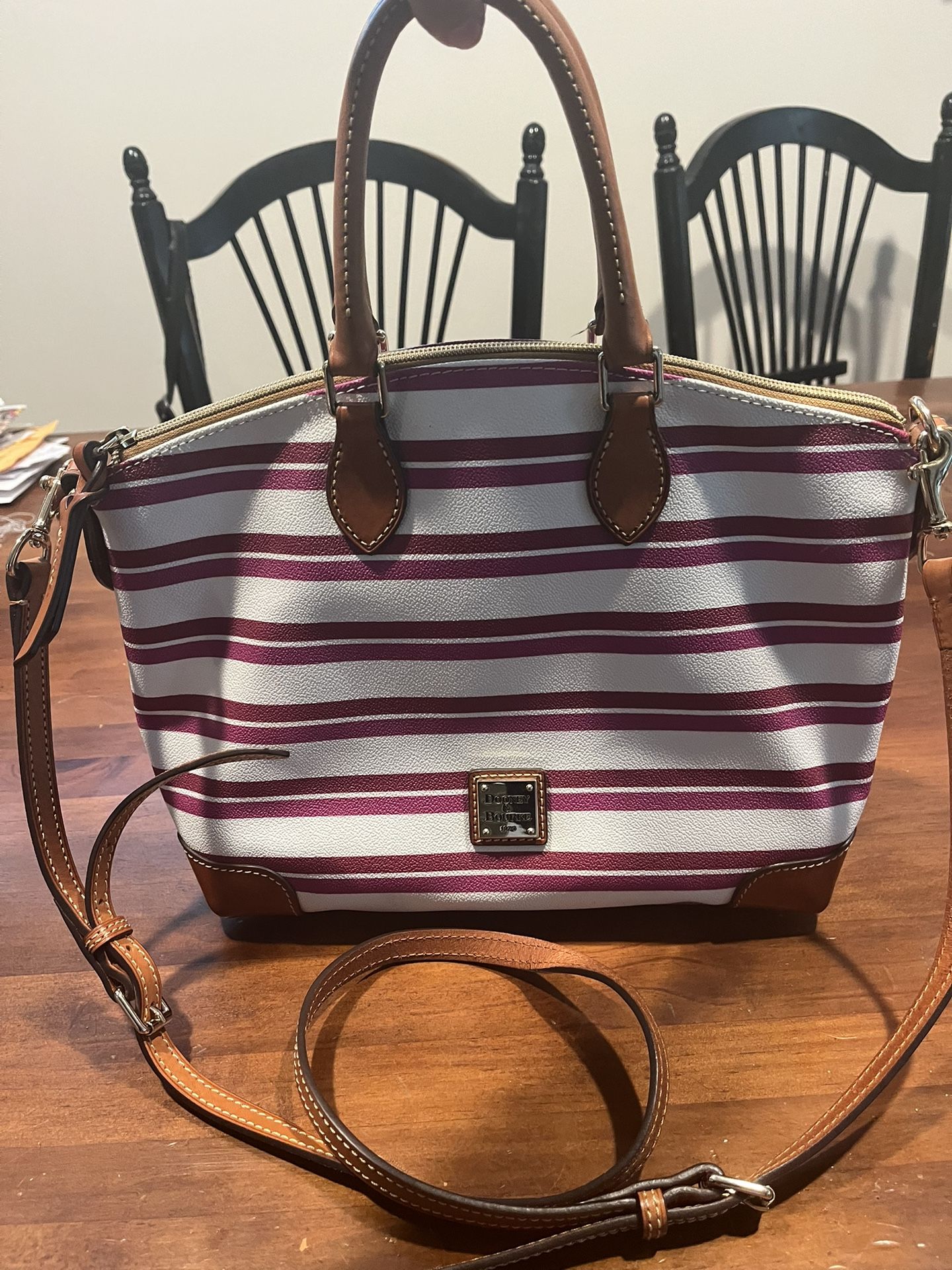 DOONEY BOURKE Satchel STONINGTON MAGENTA / Orchid/ White NWT (dark pink hues)