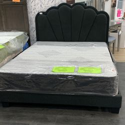 Fabric Bedframe With LED Lighting In Headboard